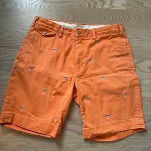 Polo Ralph Lauren Martini Embroidered Orange Classic Fit Shorts